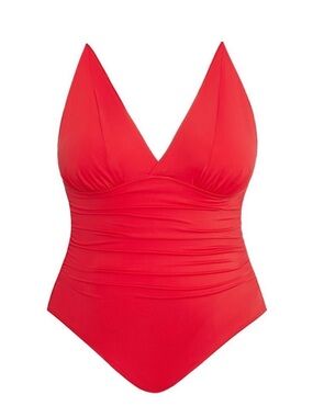 Time and Tru Red V-Neck One-Piece Swimsuit, Size 3X (24W-26W), NWOT